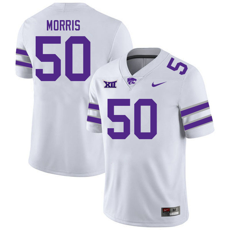 #50 Boone Morris Kansas State Wildcats Fotball Jerseys Stitched Sale-White